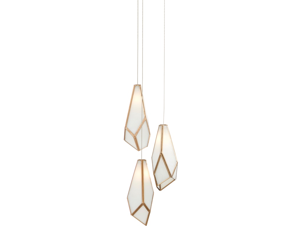 90001034 Glace White 3-Light Round Multi-Drop Pendant - Image 1