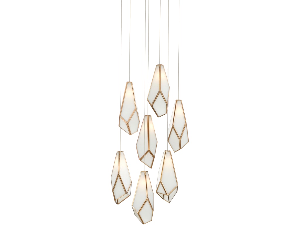 90001035 Glace White 7-Light Round Multi-Drop Pendant - Image 1