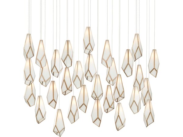 Glace White 30-Light Linear Multi-Drop Pendant