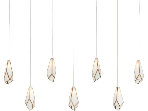 Glace White 7-Light Linear Multi-Drop Pendant