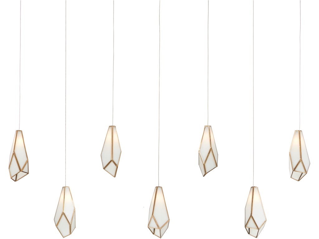 Glace White 7-Light Linear Multi-Drop Pendant