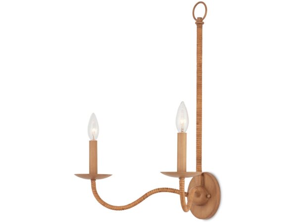 Saxon Double-Light Tan Wall Sconce - Image 3
