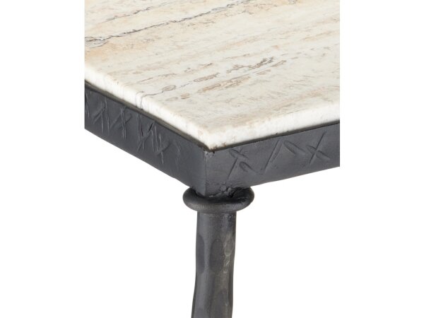 Agora White Travertine Side Table - Image 2