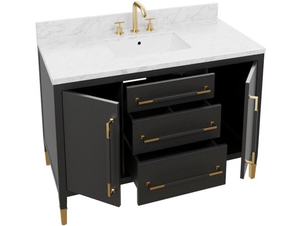 Verona 48" Black Vanity with Rectangular Undermount Sink - Image 5