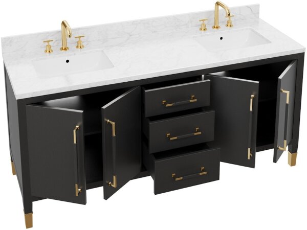 Verona 72" Black Vanity with Rectangular Undermount Sink - Image 4