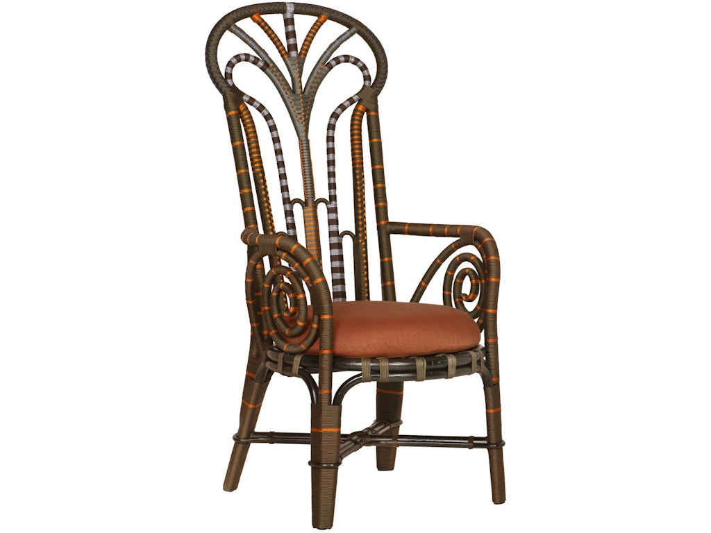 Benin Throne Brown Armchair, Linho Adobe