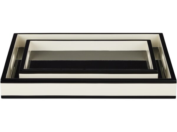 Ivory Lacquer Tray Set of 2 - Image 3
