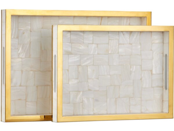 Casey Mother of Pearl Tray Set of 2 - Image 4