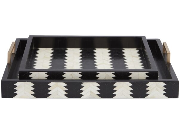 Arrow Black and White Tray Set of 2 - Image 4