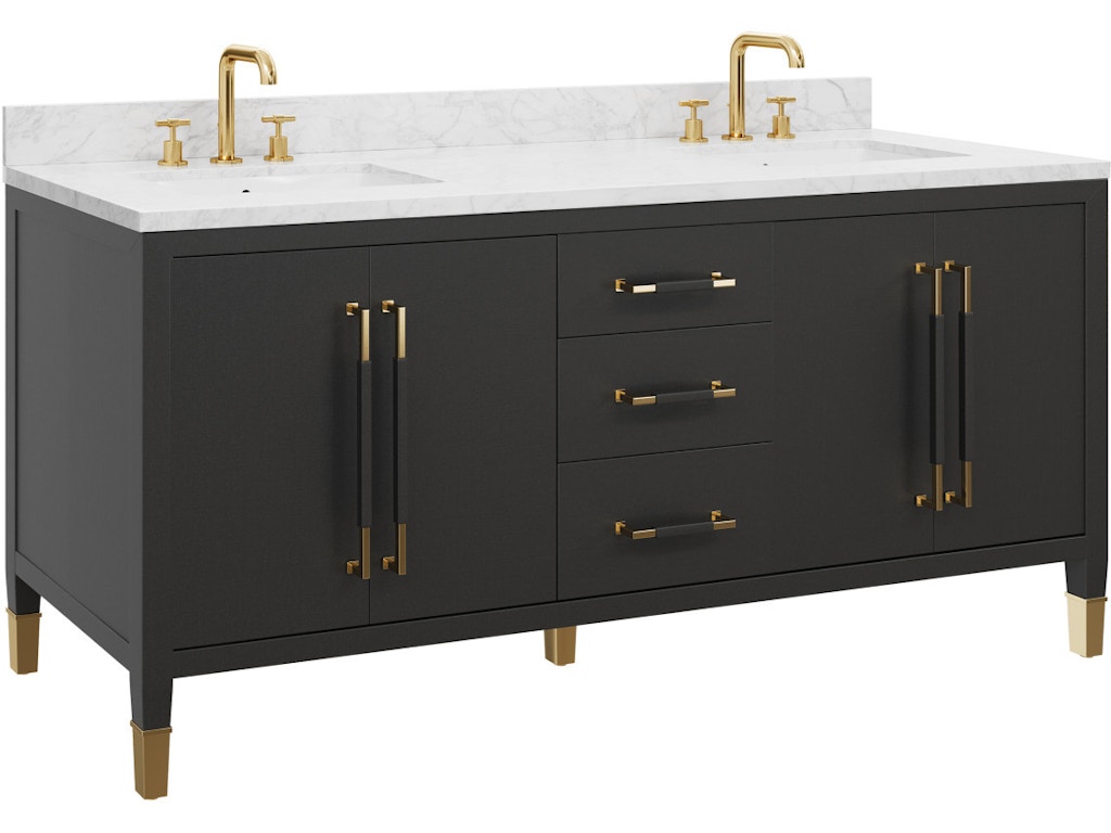 Verona 72" Black Vanity with Rectangular Undermount Sink