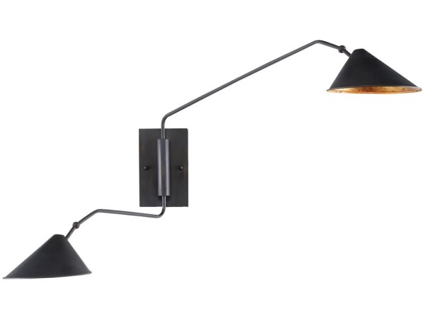 Serpa Black Double Swing-Arm Wall Sconce - Image 3