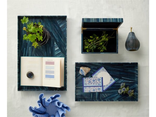Glass Dark Blue Pear Set of 2 - Image 5
