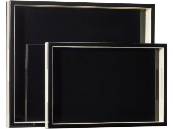 Ivory Lacquer Tray Set of 2 - Image 4
