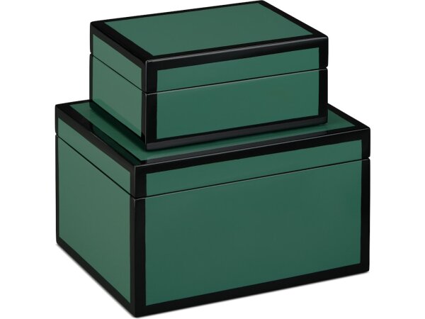 Green Lacquer Box Set of 2