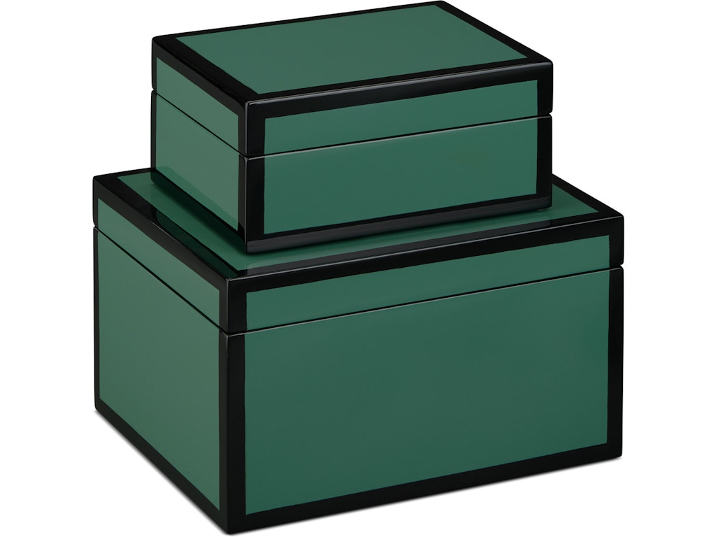 Green Lacquer Box Set of 2