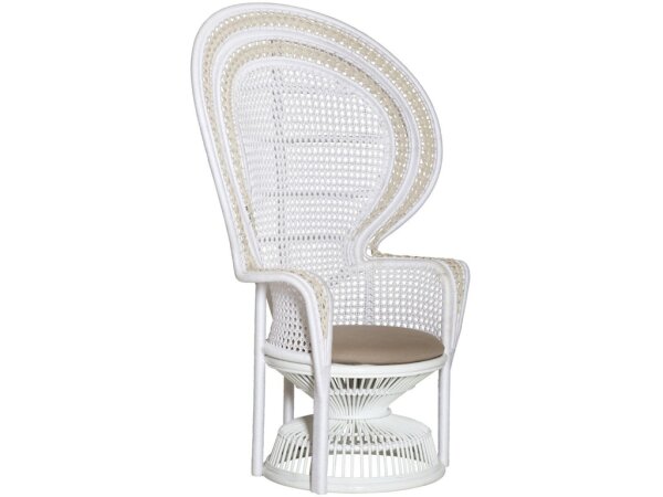 Emanuelle White Armchair, Linho Sand