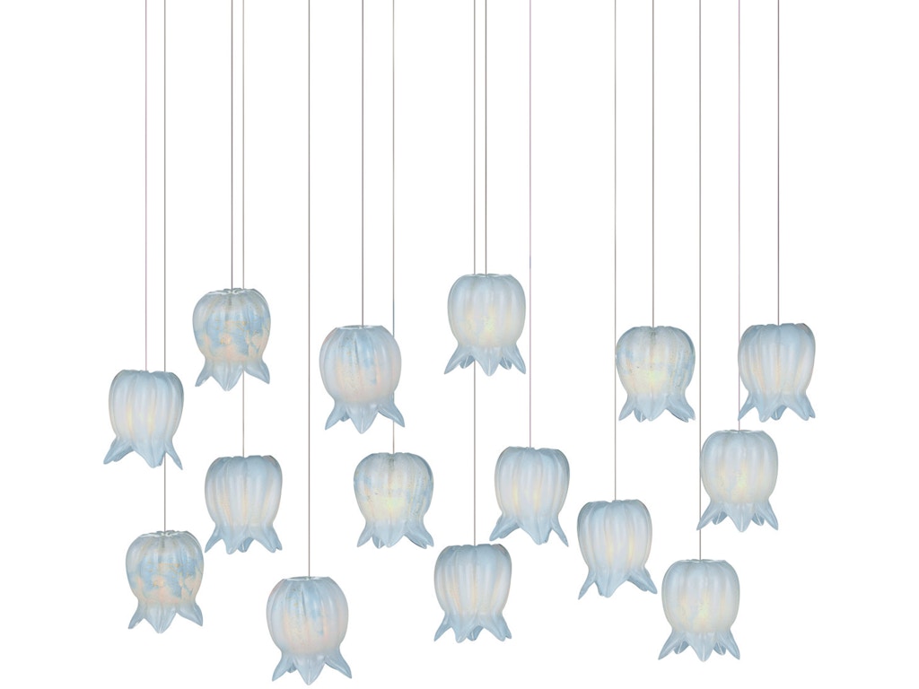 Polpo Blue 15-Light Linear Multi-Drop Pendant