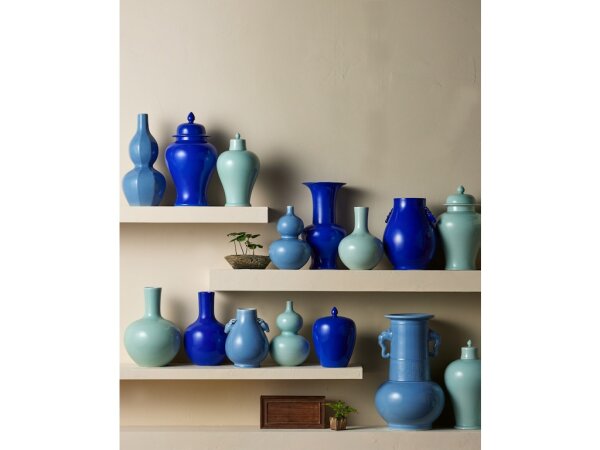 Sky Blue Elephant Handles Vase - Image 4