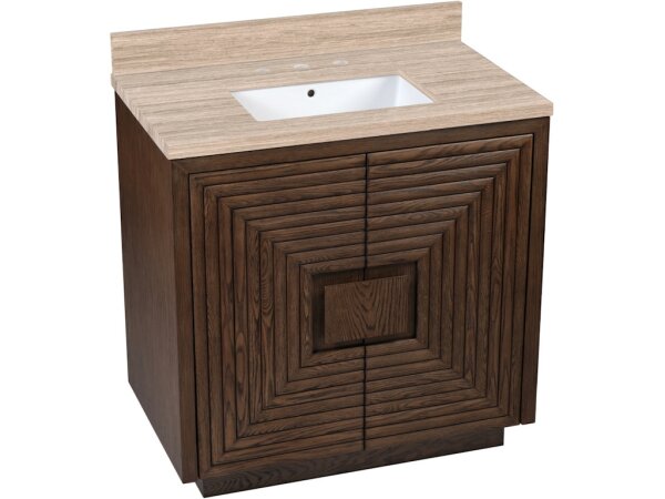 Morombe 36" Cocoa Travertine Vanity with Rectangular Undermount Sink - Image 5