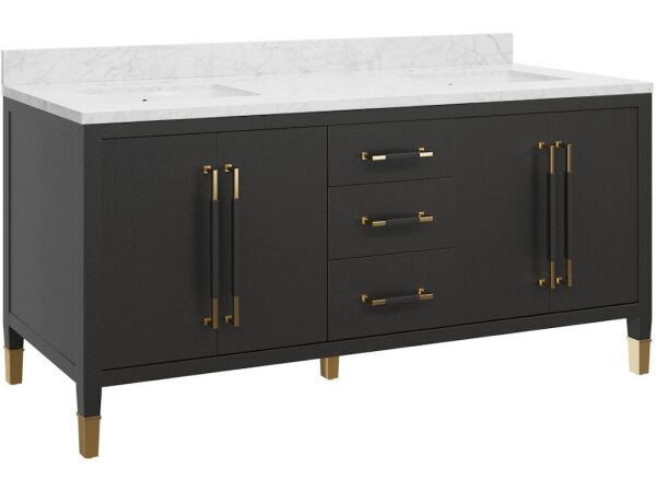 Verona 72" Black Vanity with Rectangular Undermount Sink - Image 3