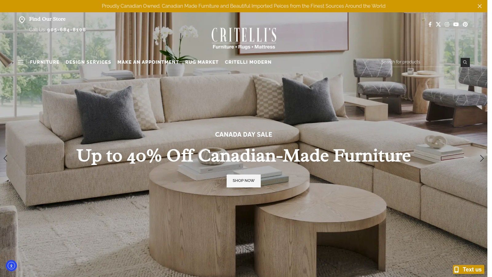 Screenshot from https://www.critellifurniture.com