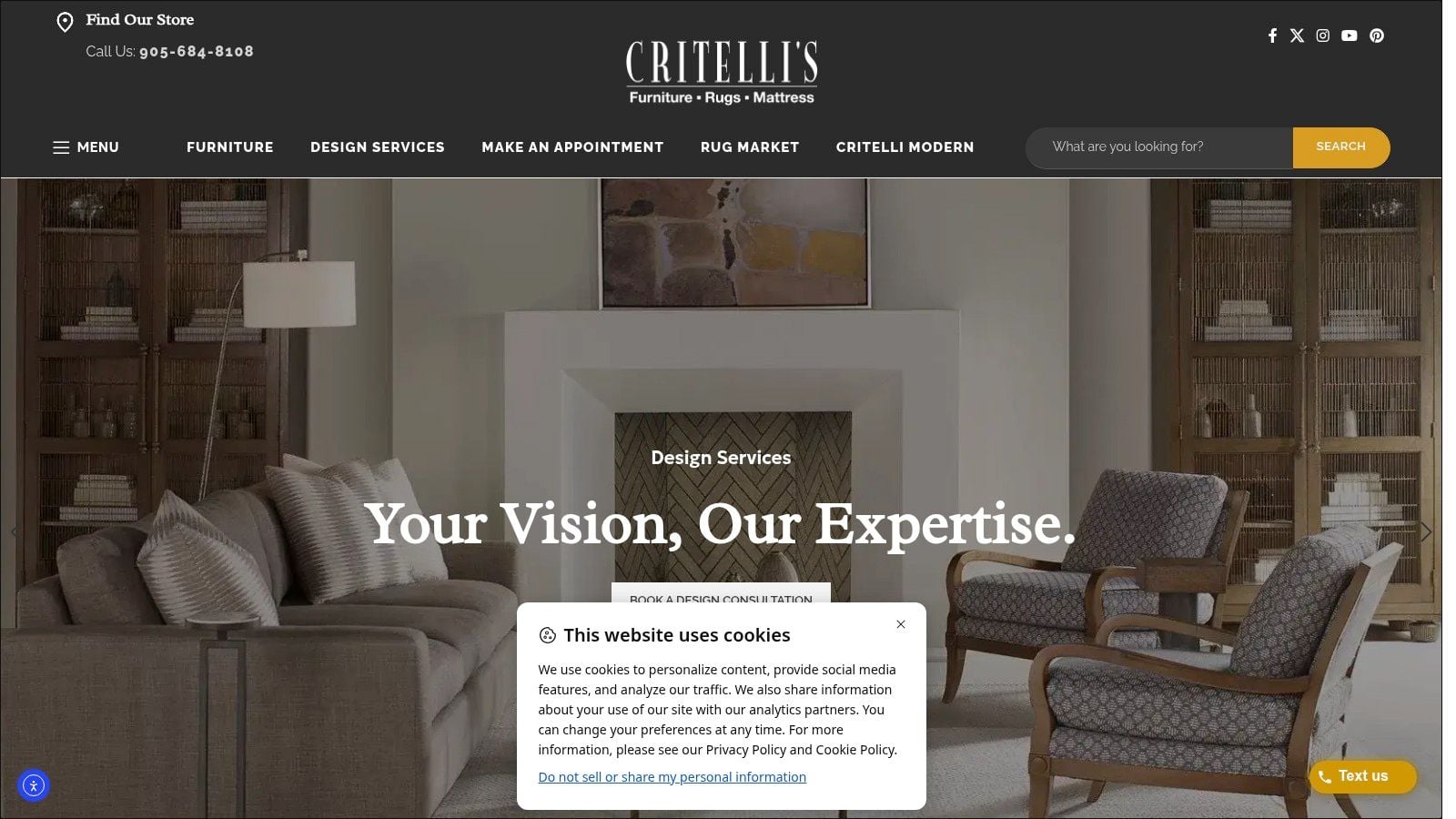 Screenshot from https://www.critellifurniture.com